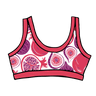 Drawing of Thunderpants Bralette in Two Fruits print - pomegranates and figs.