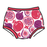 Drawing of Thunderpants Original style underwear in Two Fruits print - pomegranates and figs.