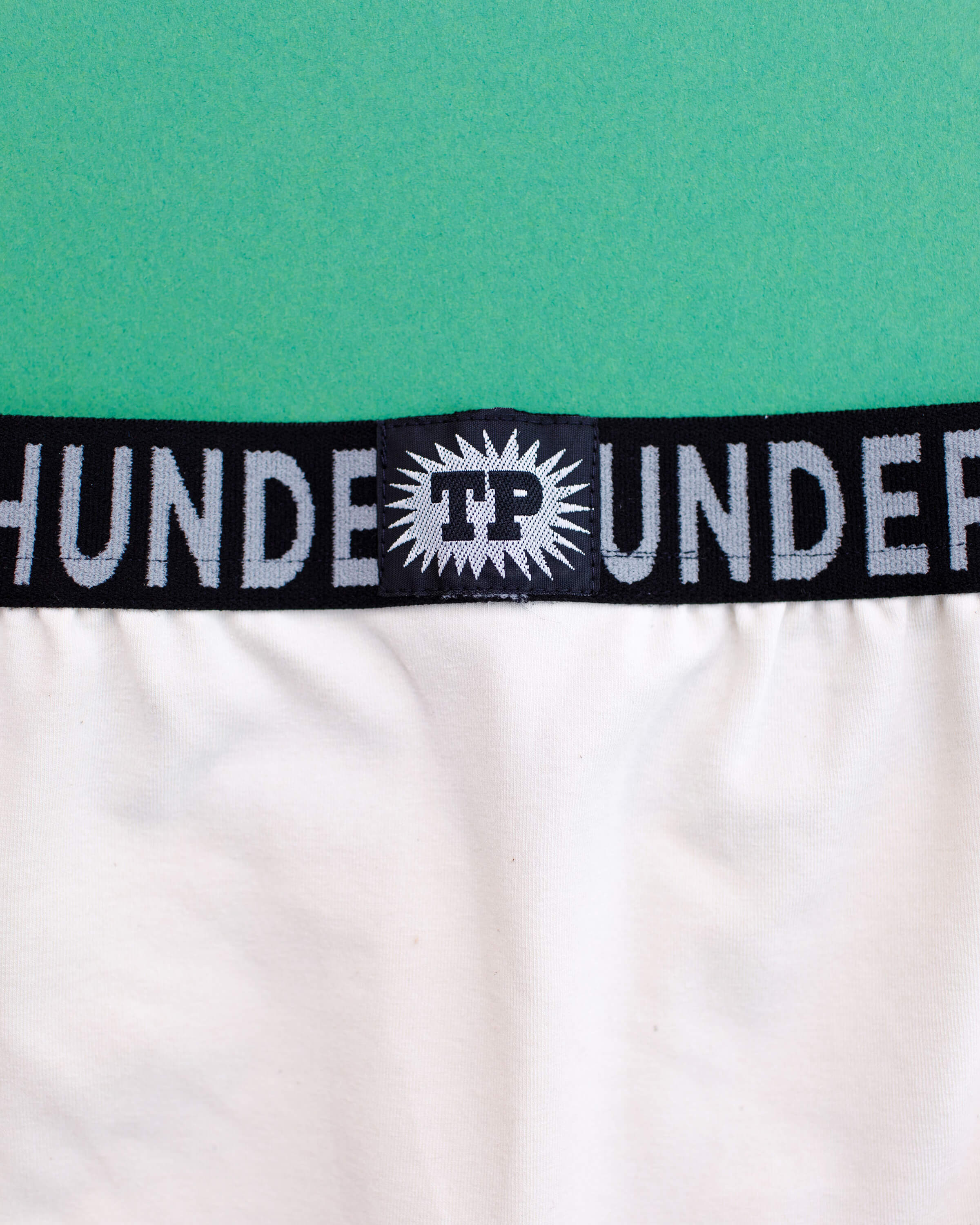 Close up of Thunderpants Boxer Brief style underwear  in Plain Vanilla.