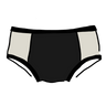 Drawing of our Cookies and Cream Panel Pants in the Hipster style: black panel in the center and vanilla panels on both sides with black binding.