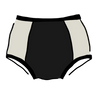 Drawing of our Cookies and Cream Panel Pants in the Original style: black panel in the center and vanilla panels on both sides with black binding.