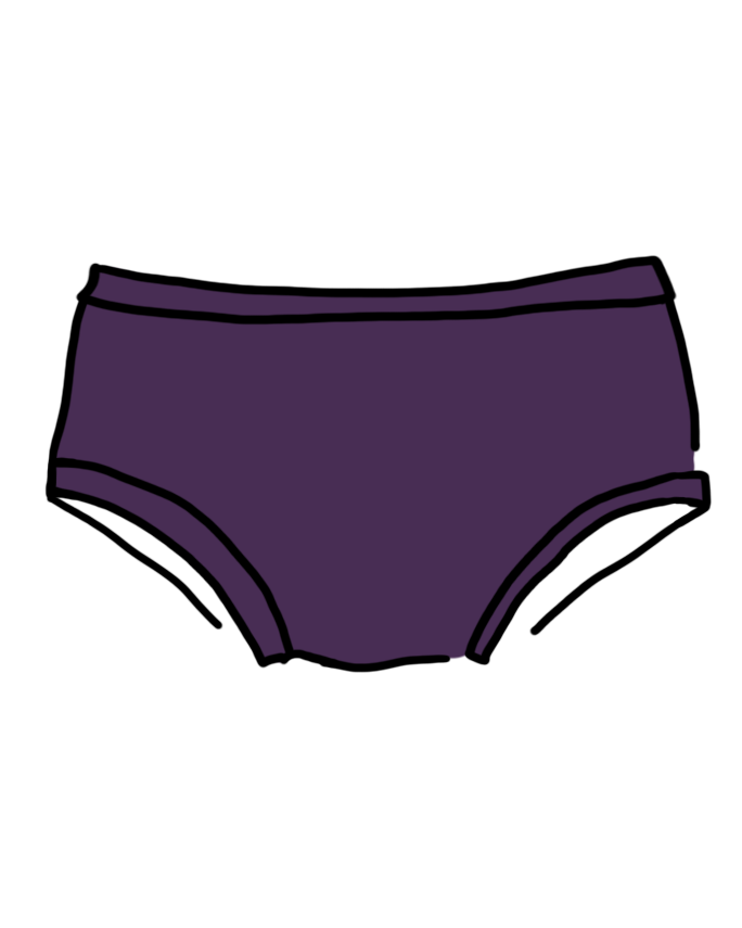Drawing of purple Deep Amethyst Hipster style underwear.