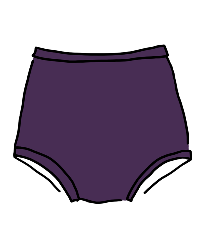 Drawing of purple Deep Amethyst Sky Rise style underwear.