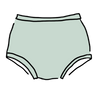Drawing of Thunderpants organic cotton Original style underwear in plain dried sage.