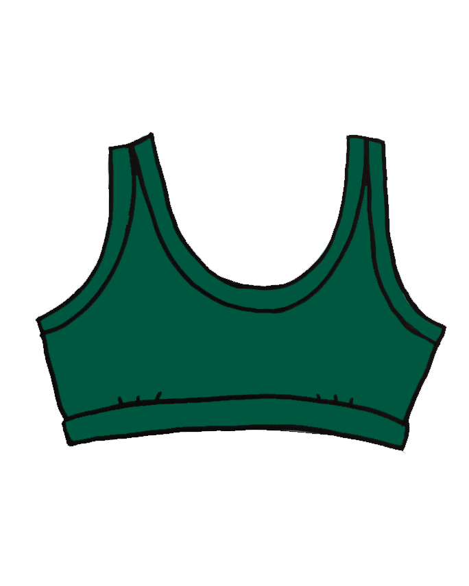 Drawing of Thunderpants Bralette in Emerald Green.