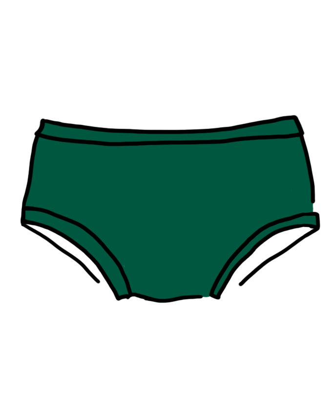 Drawing of Thunderpants Hipster style underwear in Emerald Green.