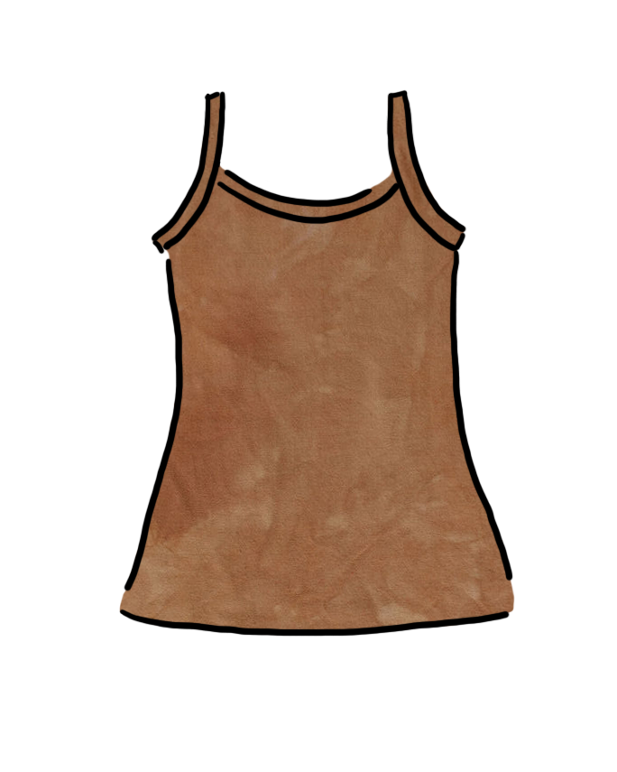 Drawing of Thunderpants Organic Cotton Camisole in a hand dyed Espresso color.