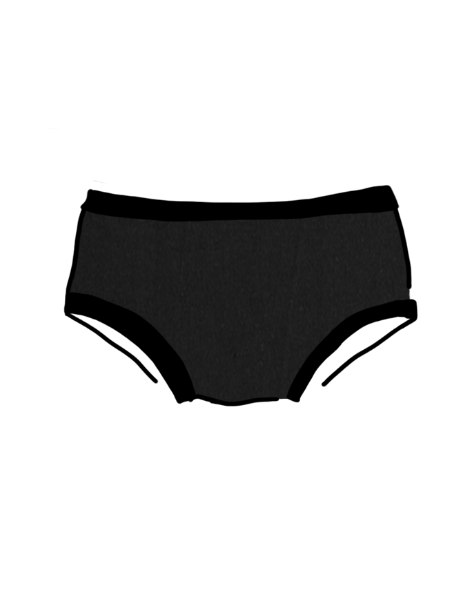 Drawing of Thunderpants Kids style underwear in Plain Black.