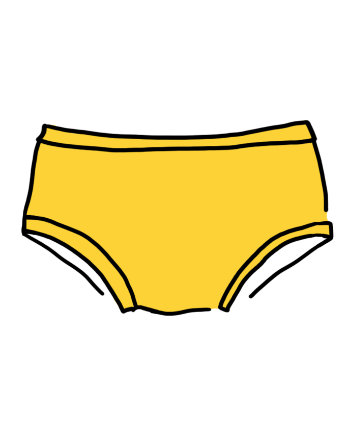 Drawing of Thunderpants Organic Cotton Hipster style underwear in Golden Yellow color.
