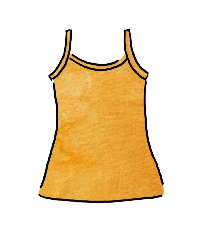 Drawing of Thunderpants organic cotton Camisole in limited edition hand dyed marigold color.