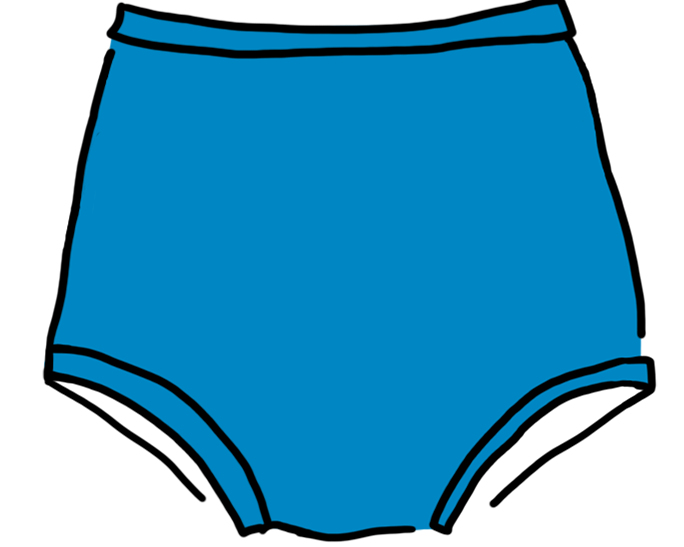 Drawing of Marina Blue Swimwear in Sky Rise style.