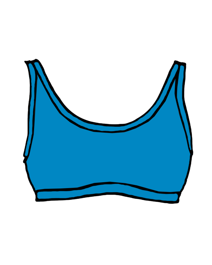 Drawing of Swimwear Top in Marina Blue.