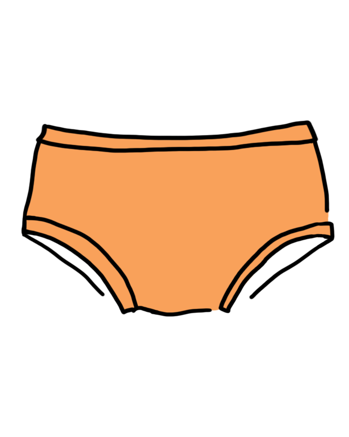 Drawing of Orange Sherbet Hipster style underwear.