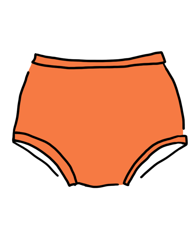Drawing of Thunderpants Original style underwear in Oregon Sunstone orange color.