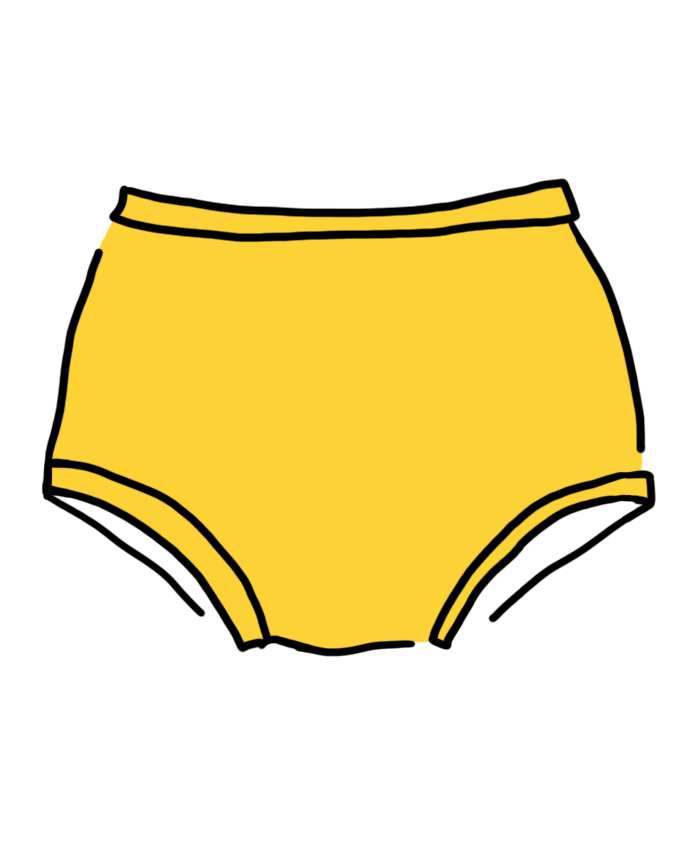 Drawing of Thunderpants Organic Cotton Original style underwear in Golden Yellow color.