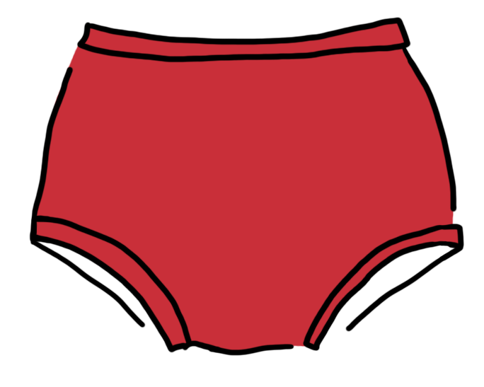 Drawing of Original style Class Red Swim Bottons.