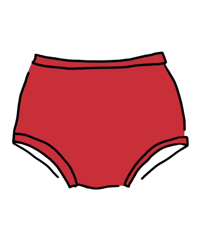 Drawing of Original style Class Red Swim Bottons.