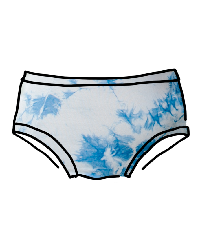 Drawing of indigo dyed Sauvie Skies Hipster style underwear.