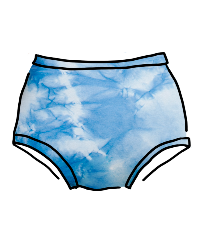 Drawing of indigo dye Sauvie Skies Original style underwear.