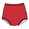Drawing of Sky Rise style Classic Red Swimwear bottoms.