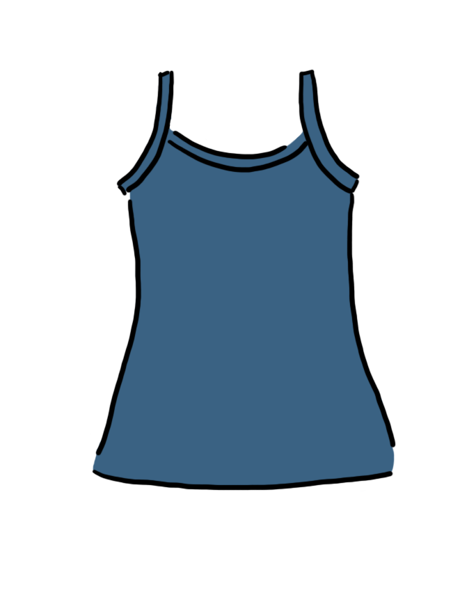 Drawing of Thunderpants Organic Cotton Camisole in Stormy Blue color.