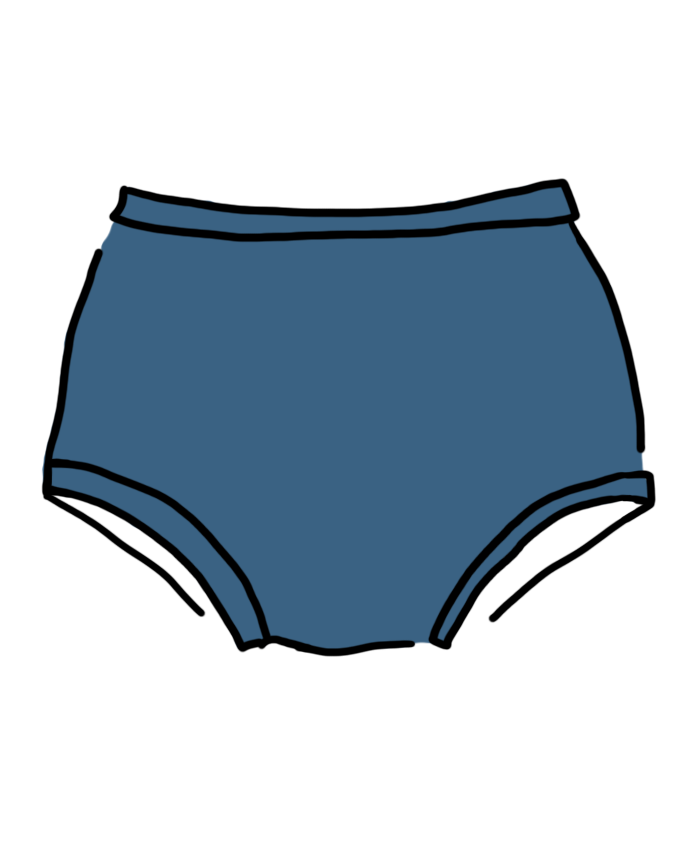 Drawing of Thunderpants Organic Cotton Original style underwear in Stormy Blue color.