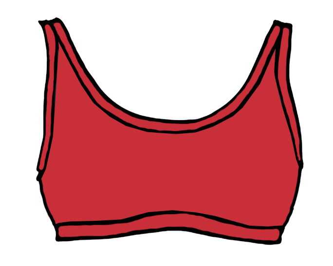 Drawing of Classic Red Swimwear top.