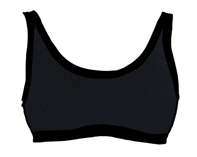 Drawing of Thunderpants recycled nylon Swimwear Top in Plain Black.