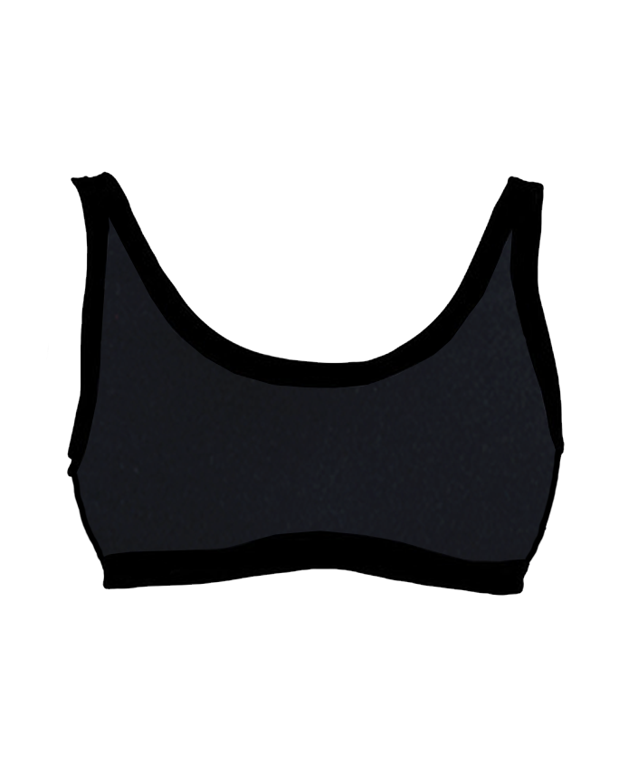Drawing of Thunderpants recycled nylon Swimwear Top in Plain Black.